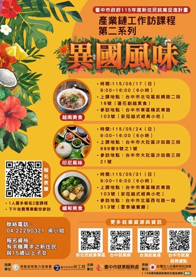 「異國風味」產業鏈工作坊課程