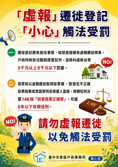 虛報遷徙宣導海報